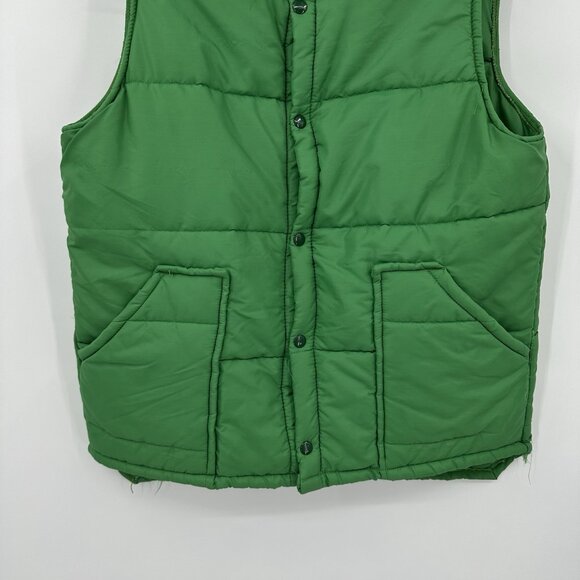 vintage 70s SWINGSTER puffer vest pockets nylon coat jacket retro green LARGE - Picture 4 of 8